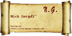 Nick Gergő névjegykártya