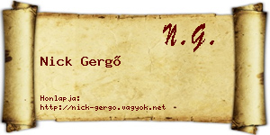 Nick Gergő névjegykártya